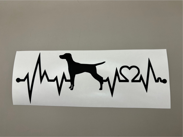 Autosticker Vizsla Heartbeat 23x9 CM
