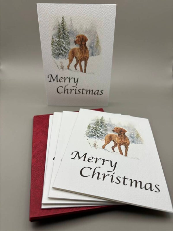 Set Kerstkaarten Vizsla winterwonderland