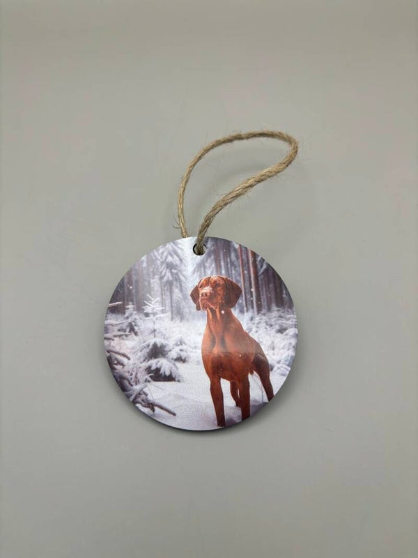Kerst hanger Vizsla sneeuw 7cm