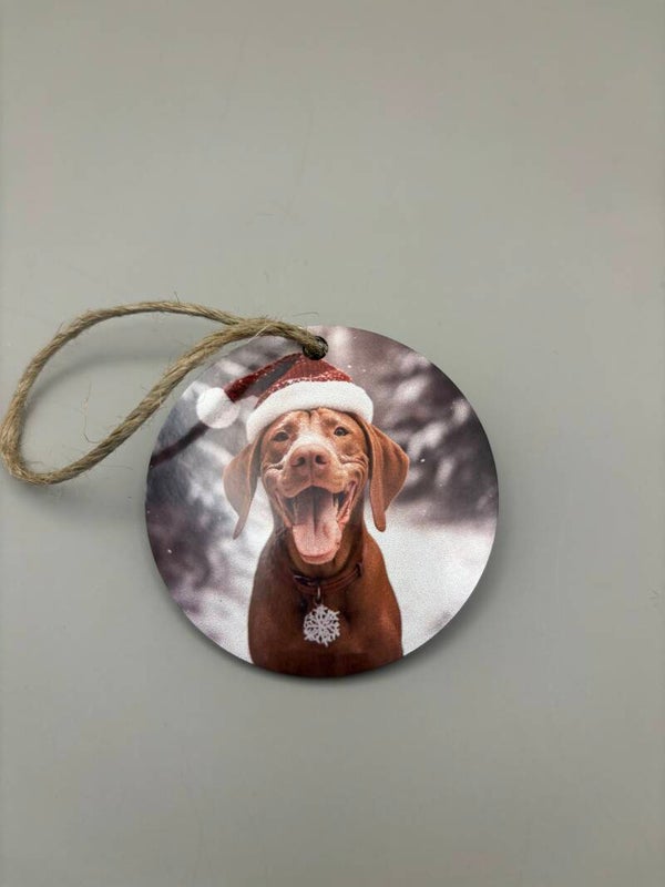 Kersthanger Vizsla sneeuw 7cm