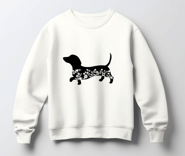 Trui teckel silhouette flower