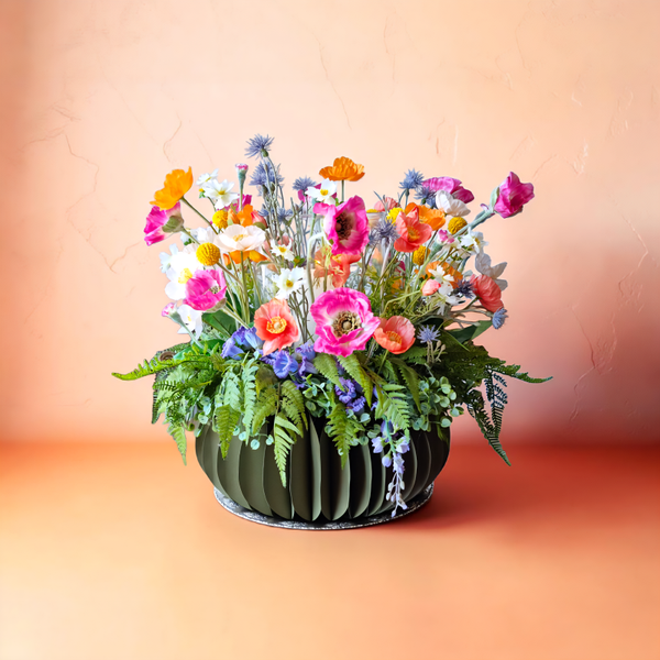 Sommerkranz Seidenblumen: Mohnkranz mit Kerze - "Wiesenleuchten Nr.2" - ⌀55xH50