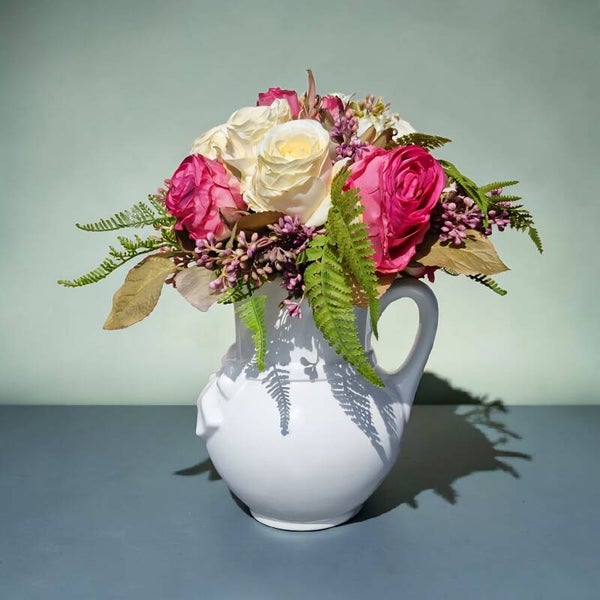 Rosen Strauß Seidenblumen: (14 Stück) - "Farbenspiel Sommerwind" - Ø27xH29