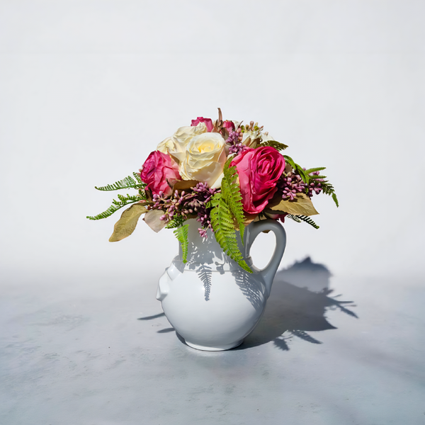 Rosen Strauß Seidenblumen: (14 Stück) - "Farbenspiel Sommerwind" - Ø27xH29