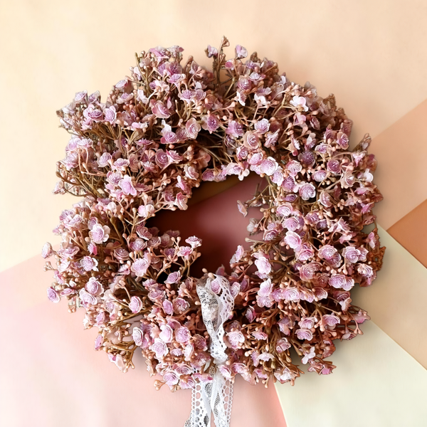 Herbstkranz Seidenblumen: Schleierkraut Gypsophila in Rosé - "Herbstkranz Rosé" - ⌀30xH6