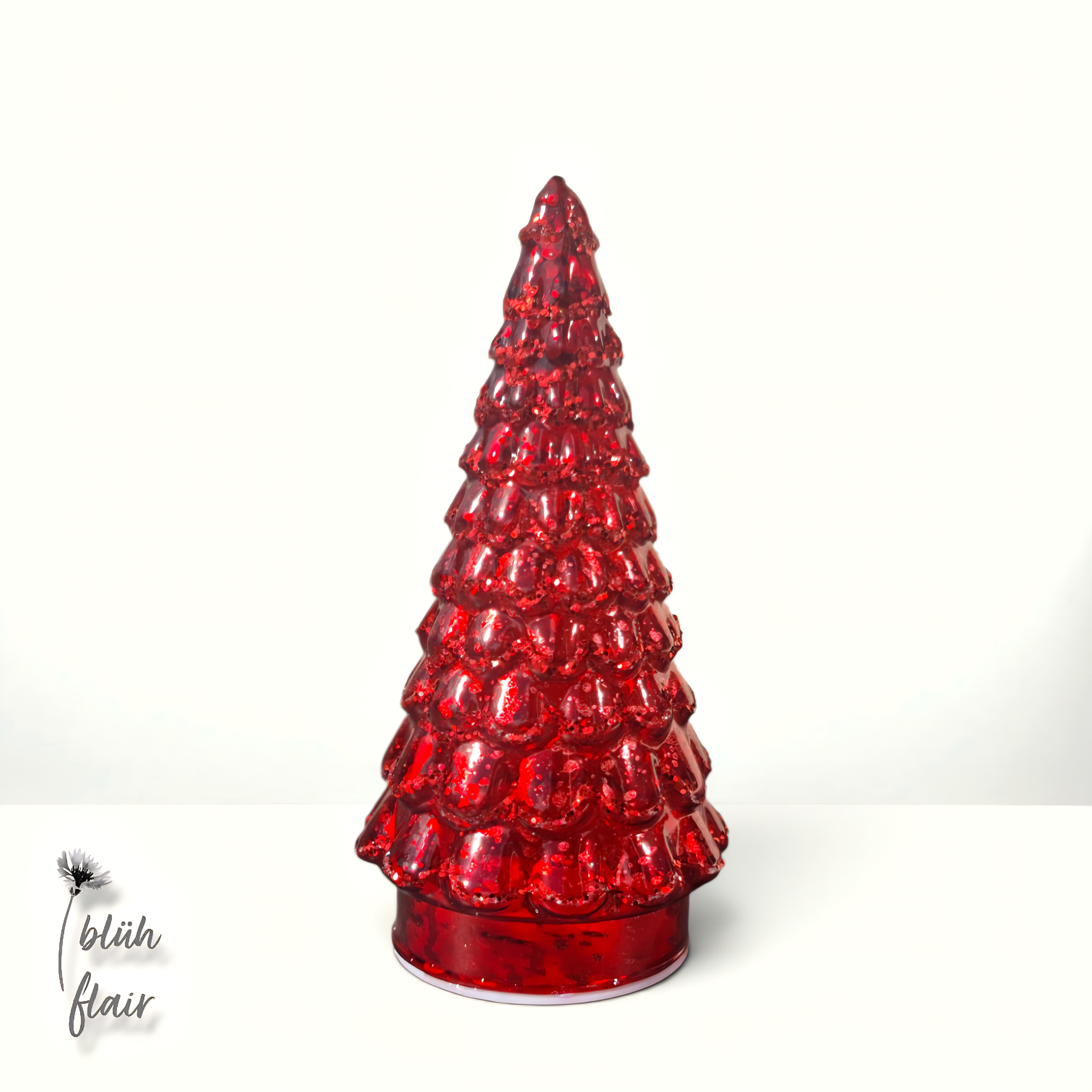 Accessoires & Deko: Roter LED-Glas-Tannenbaum - D9xH18
