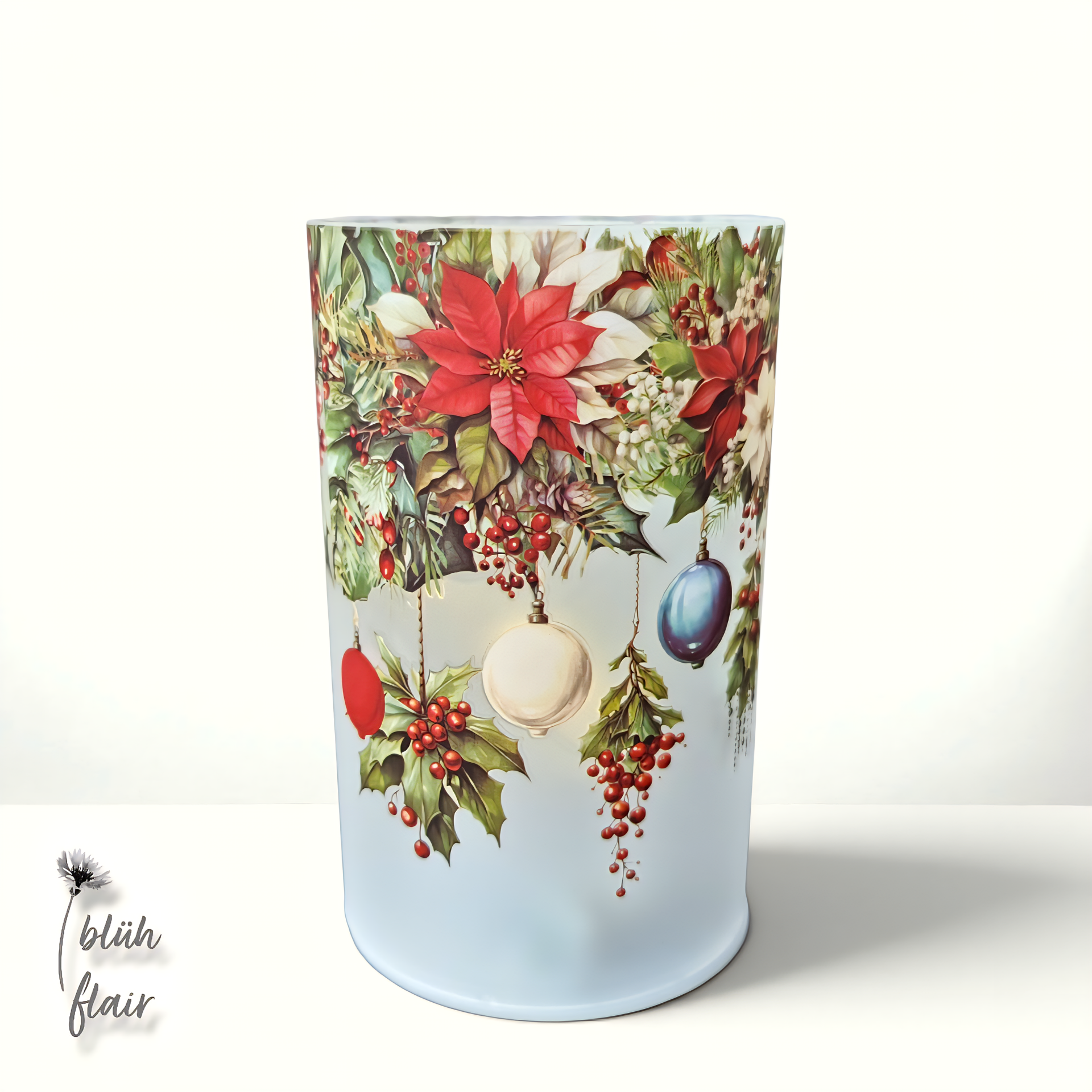 Accessoires & Deko: LED-Glas-Windlicht (Weihnachtssternmotiv) - D7xH12