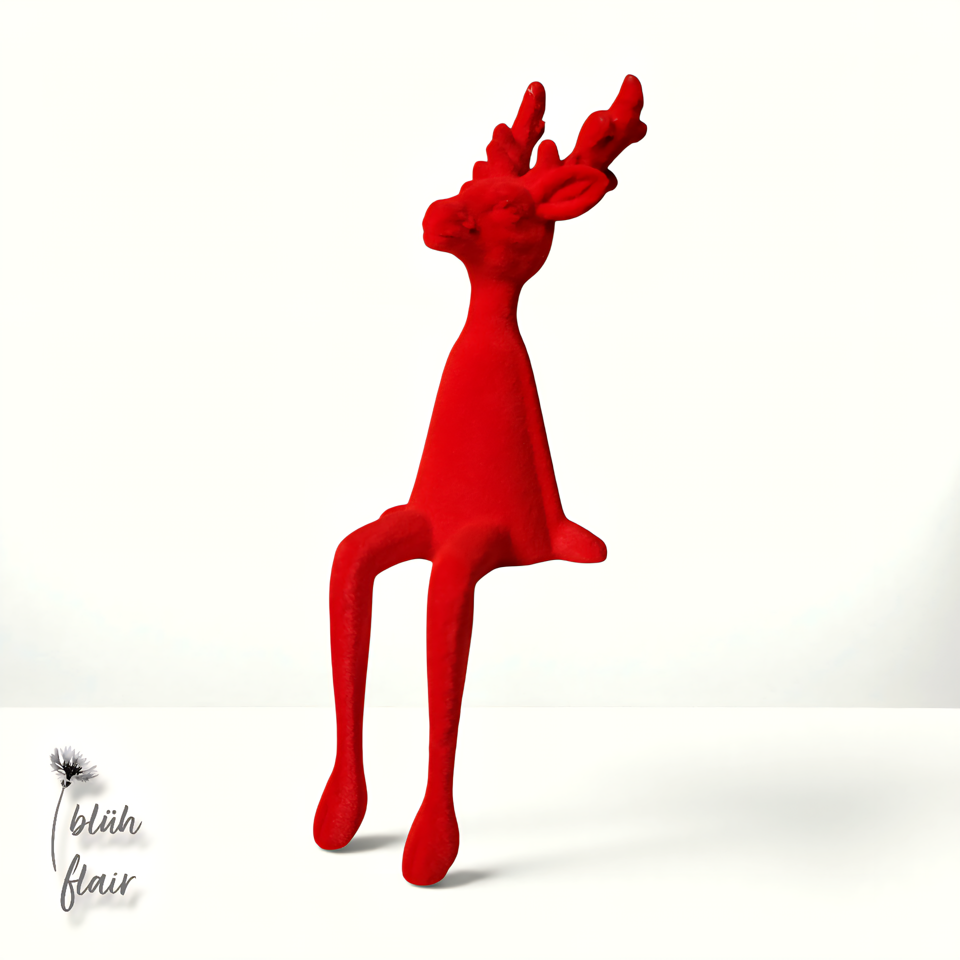 Accessoires & Deko: Rotes Miniatur-Rentier (sitzend) - L6xB5xH14