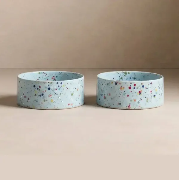 New Party Steingut-Hundenapf 16,5 cm, 2-teiliges Set, Sanftblau