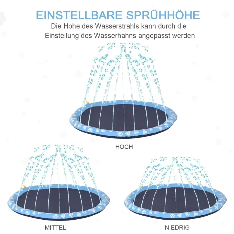 PawHut Hundepool, Planschbecken, mit Wasserdüse