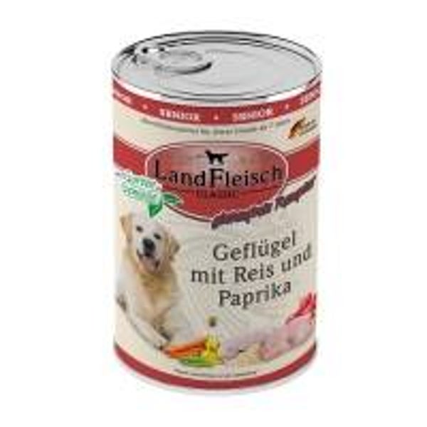 6 x Landfleisch Dog Classic Senior Geflügel mit Reis, Paprika & Gartengemüse 400g