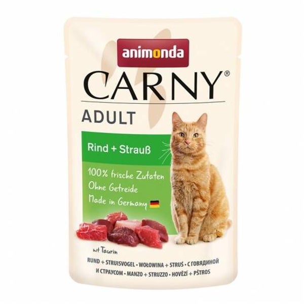 12 x Animonda Carny PB Adult Rind + Strauß 85g