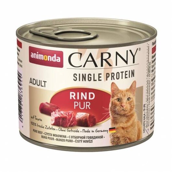 6 x Animonda Cat Dose Carny Adult Single Protein Rind 200g