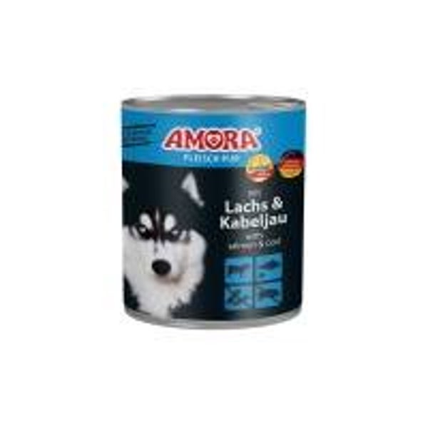 6 x AMORA Dog Fleisch Pur Lachs & Kabeljau 800g