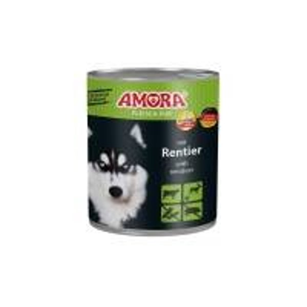 6 x AMORA Dog Fleisch Pur Rentier 800g