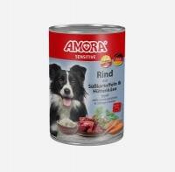 6 x AMORA Dog Sensitive Rind & Süßkartoffel 400g
