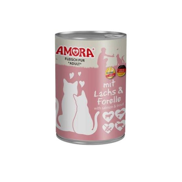 6 x Amora Cat Dose Fleisch Pur mit Lachs & Forelle 400g