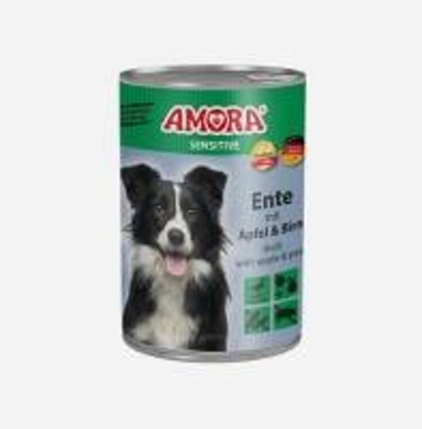 6 x AMORA Dog Sensitive Ente, Apfel & Birne 400 g