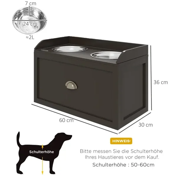 PawHut Futterstation Erhöhte Fressnäpfe