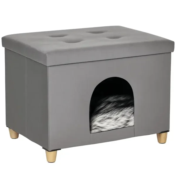 PawHut 2-IN-1 Katzenhöhle Fußhocker