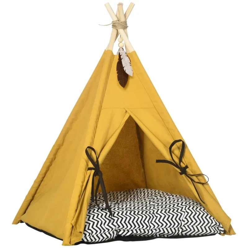 PawHut Tierbett, drolliges Tipi-Design
