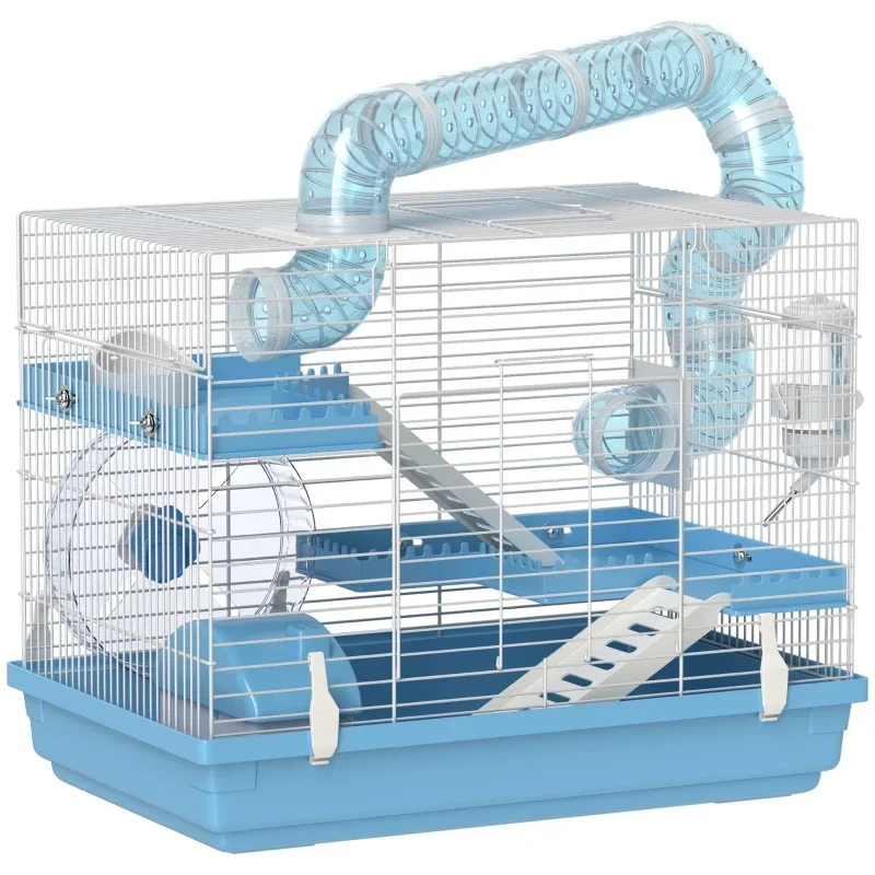 PawHut Tragbarer Hamsterkäfig mit Hütte