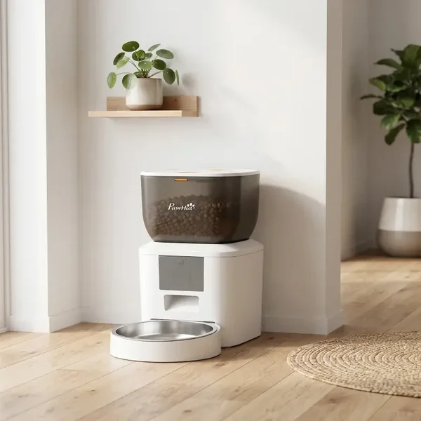 PawHut Automatischer Futterautomat, 2,4G WLAN, 4L, App-Steuerung