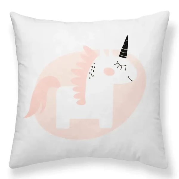 Wendbarer Kissenbezug aus 100% Baumwolle, 50 x 50 cm, Einhorn