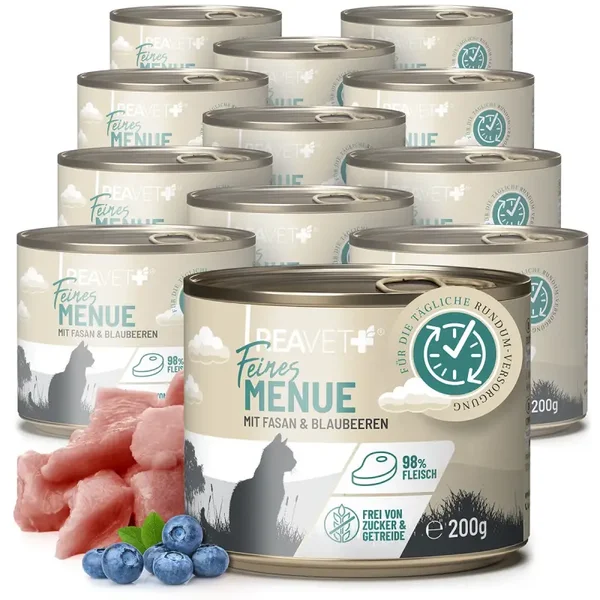 Feines Menue für Katzen - Huhn mit Fasan & Blaubeeren | 12 x 200g