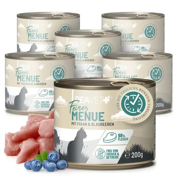 Feines Menue für Katzen - Huhn mit Fasan & Blaubeeren | 6 x 200g