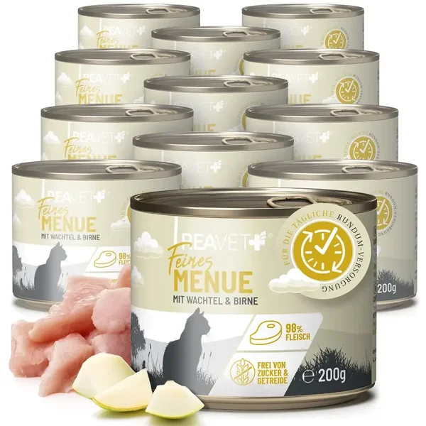Feines Menue für Katzen - Huhn mit Wachtel & Birne | 12 x 200g