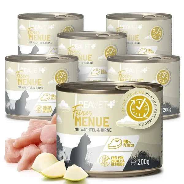 Feines Menue für Katzen - Huhn mit Wachtel & Birne | 6 x 200g
