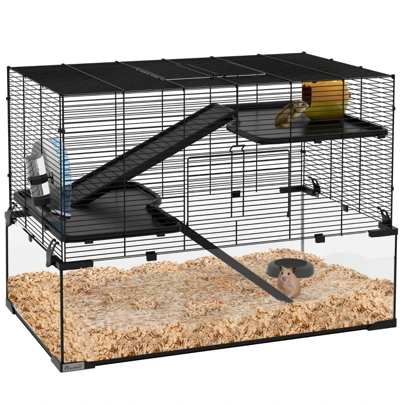 PawHut Hamsterkäfig Nagerkäfig 3 Ebenen