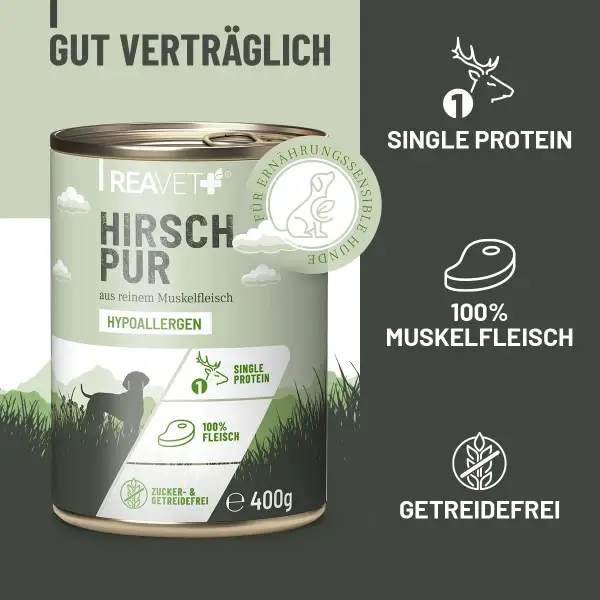 Hundenassfutter - Hirsch Pur | 6 x 400g
