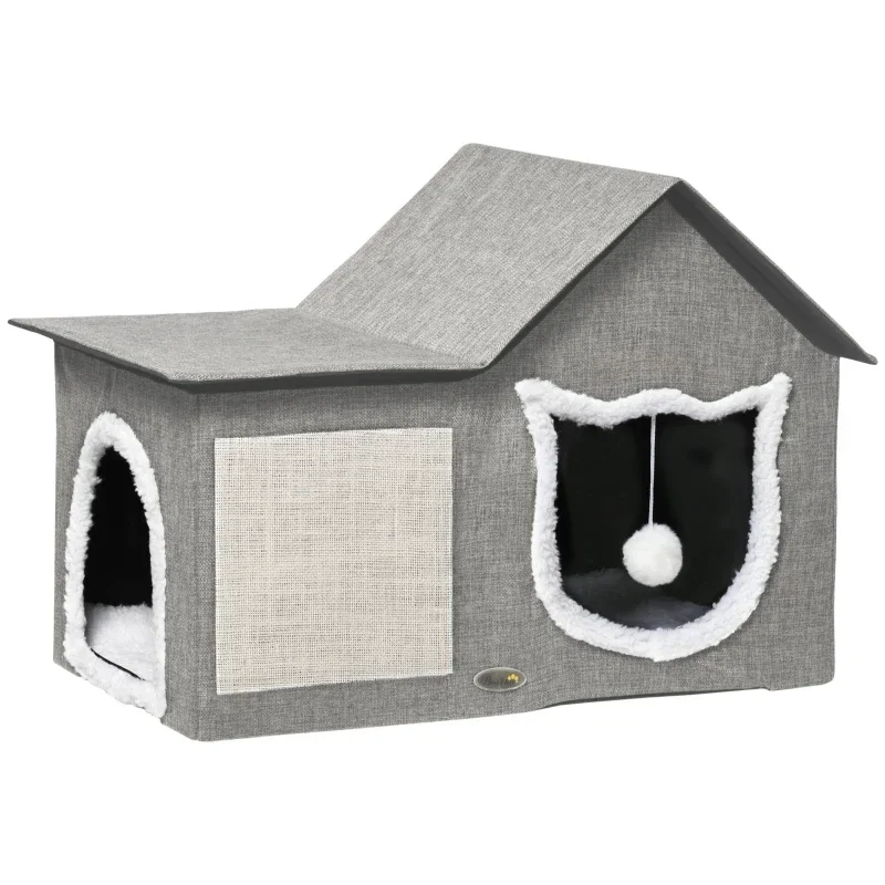 PawHut Katzenhaus mit Kratzfläche, inkl. Spielball