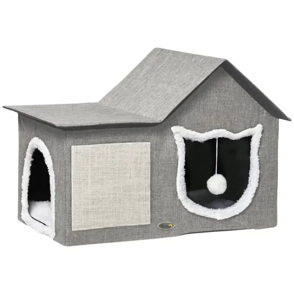 PawHut Katzenhaus mit Kratzfläche, inkl. Spielball