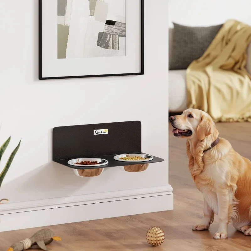 PawHut Hundenapf höhenverstellbar Wand Futternapf