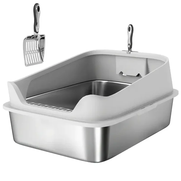 PawHut Katzentoilette Edelstahl
