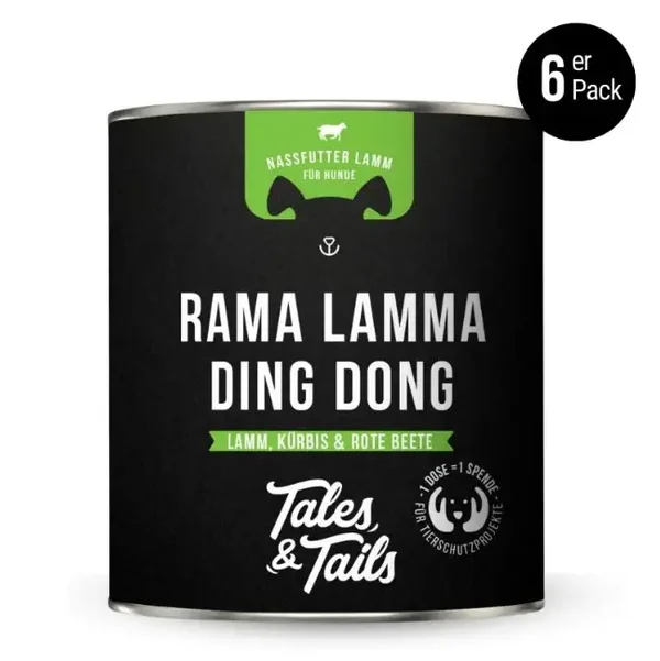 Rama Lamma Ding Dong - Nassfutter für Hunde mit 75% Lamm - 800g