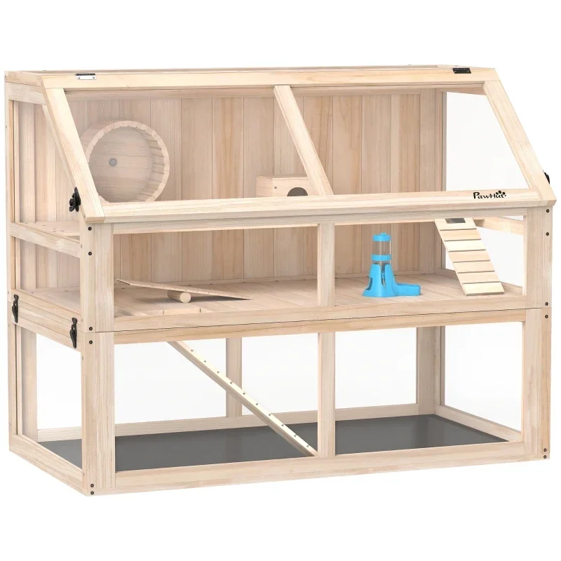 PawHut Hamsterkäfig aus Holz 3 Etagen