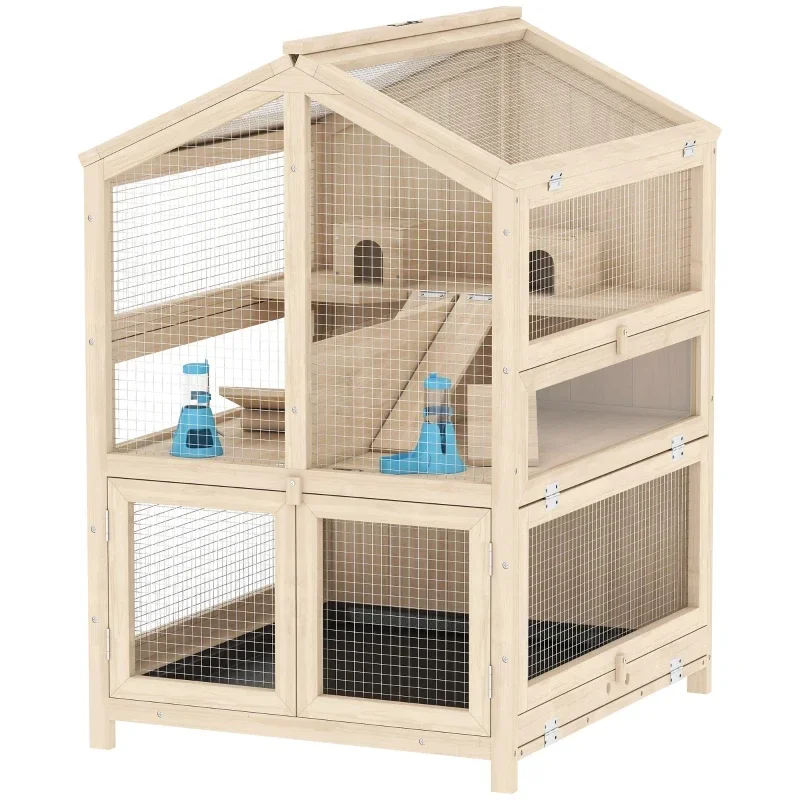 PawHut Hamsterkäfig aus Holz 3 Etagen
