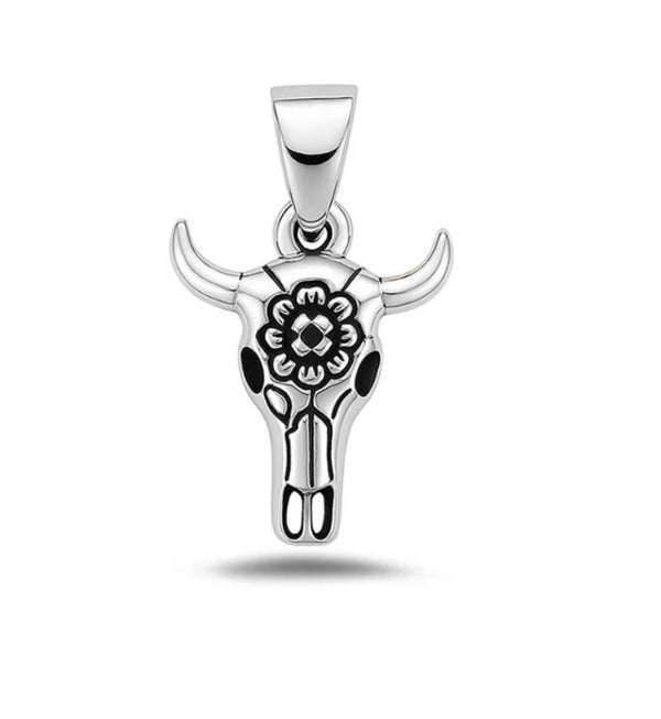 Silver Pendant - Bull Skull