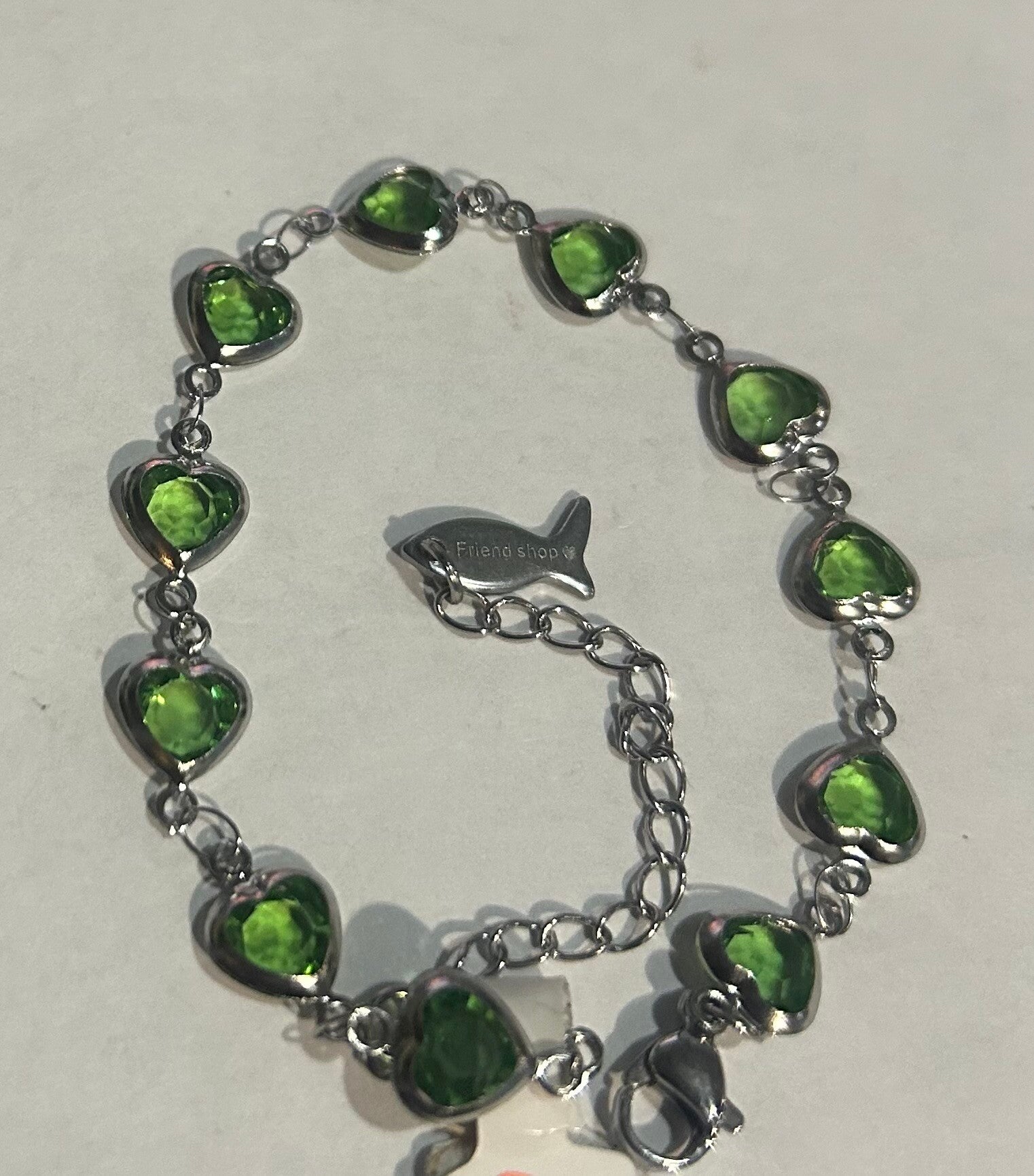Lime green heart bracelet