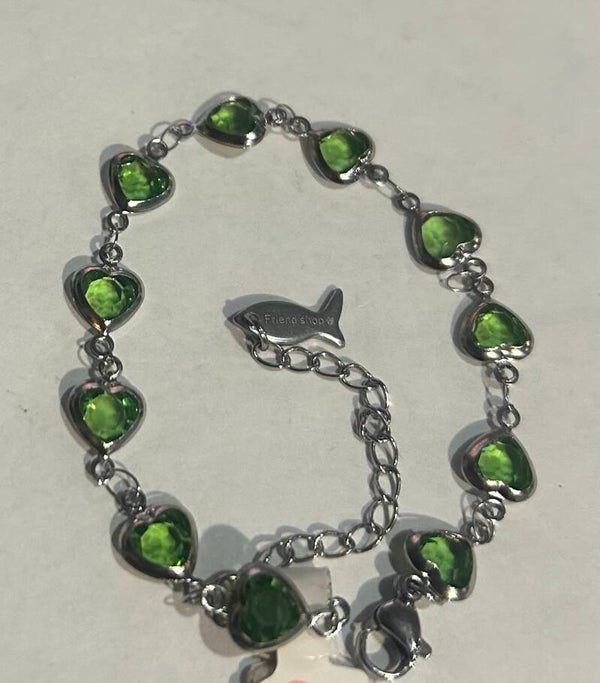 Lime green heart bracelet