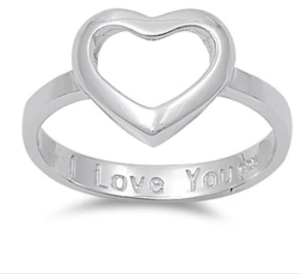 Silver Ring - Heart w/ I Love You Engraved