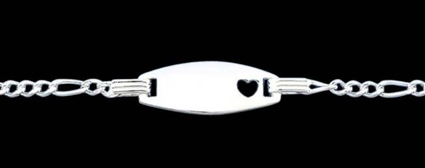Silver Childrens ID Bracelet - Heart .925