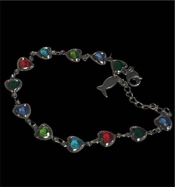 Multicolor heart bracelet