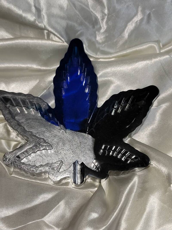 Blue, Black, Silver Maple Leaf Ashtray