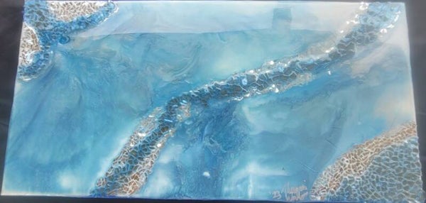 Blue Glass Resin Painting