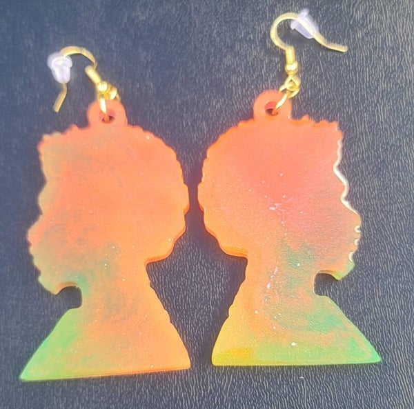 Red, Yellow, & Green Afro Man Earrings